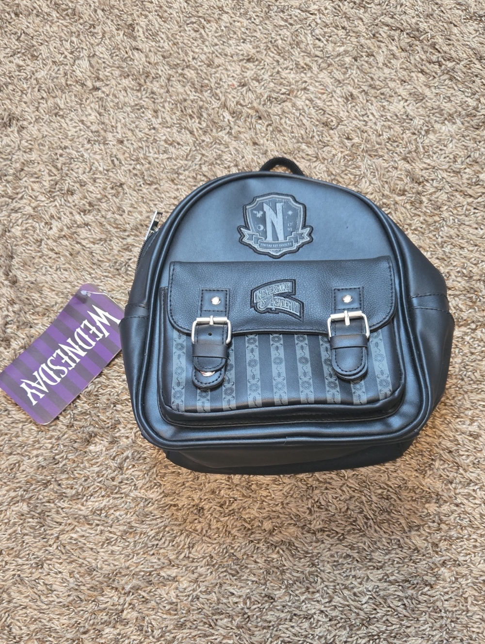 Addams Family Wednesday Mini Black Backpack Nevermore Academy MGM Purse Bag